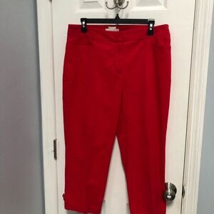 Talbots Woman Curvy Fit Red Capri Pants Size 12 Cottagecore Preppy